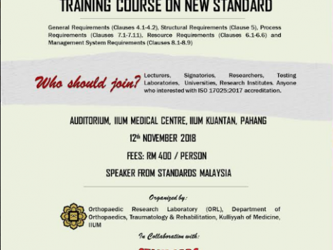 MS ISO/IEC 17025:2017 Accreditation; Training Course on New Standard