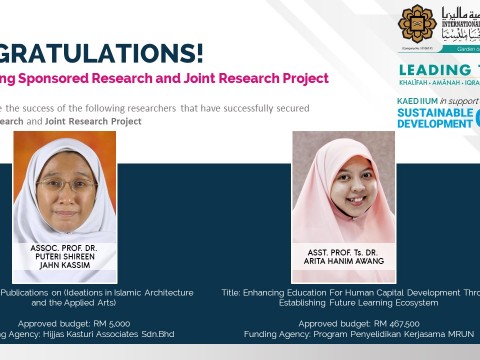 Congratulations for securing Sponsored Research and Joint Research Project!