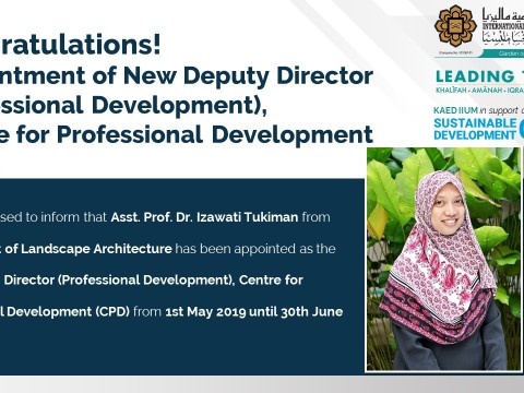 Congratulations! Appointment of New Deputy Director (Professional Development), Centre for Professional Development (CPD).
