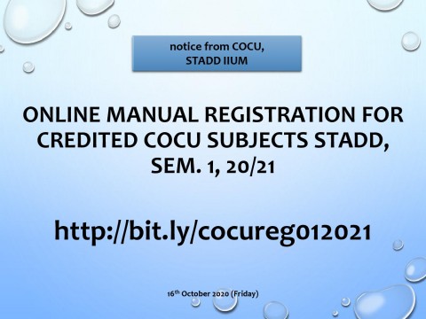 ONLINE MANUAL REGISTRATION FOR CREDITED COCU SUBJECTS STADD, SEM.1, 20/21