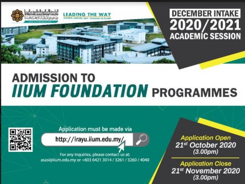 ADMISSION TO IIUM FAOUNDATION PROGRAMMES
