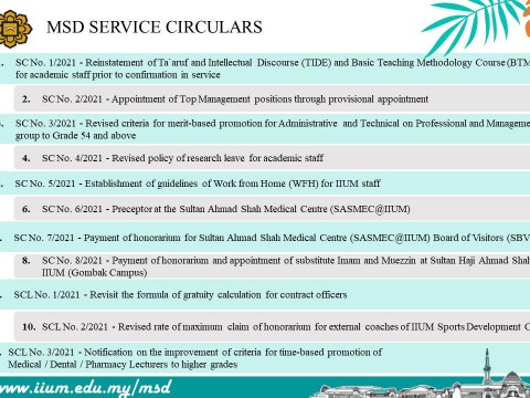 MSD Service Circulars and MSD Service Circular Letters