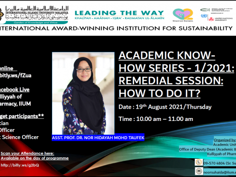 INVITATION TO ACADEMIC KNOW-HOW SERIES -1/2021 TOPIC: REMEDIAL SESSION - HOW TO DO IT?
