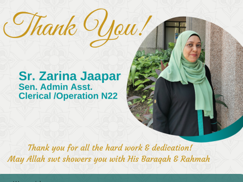 Thank you! Sr. Zarina Jaapar