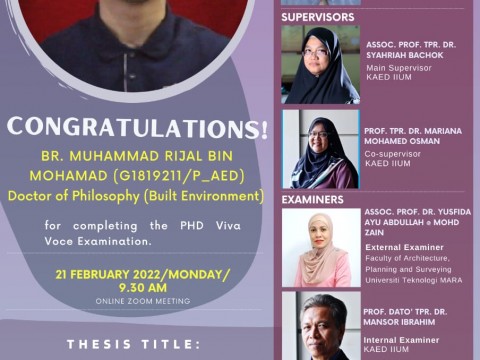 Congratulations for completing the PHD Viva Voce Examination: Br. Muhammad Rijal Mohamad