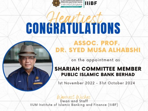 Heartiest Congratulations to Assoc. Prof. Dr. Syed Musa Alhabshi