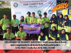 CONGRATULATIONS TO QUANTITY SURVEYING STUDENTS FOR PARTICIPATING IN RISM CHARITY RUN 2018