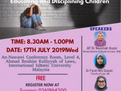 WORKSHOP :"IS PHYSICAL DISCIPLINE NECESSARY IN EDUCATING  CHILDREN?: PROPOSING LEGAL GUIDELINES FOR  EDUCATING AND DISCIPLINING CHILDREN"