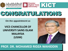 Congratulations Prof Ridza as USIM Vice Chancellor 