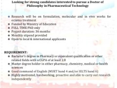 Vacancy for Doctorate's Degree in Pharmaceutical Technology
