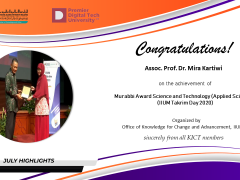 Congratulations  to Assoc. Prof. Dr. Mira Kartiwi