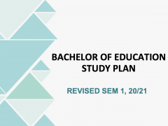 BACHELOR OF EDUCATION STUDY PLAN