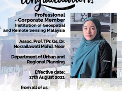 Congratulations - Professional Corporate Member: Assoc. Prof. TPr. Gs. Dr. Norzailawati Mohd. Noor