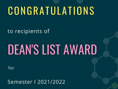 Congratulations to the Recipients of Dean's List Award for Semester I 2021/2022