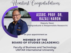 Heartiest Congratulations to Assoc. Prof. Dr. Razali Haron