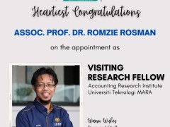 Heartiest Congratulations to Assoc. Prof. Dr. Romzie Rosman 