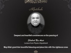 Message of Condolence: Shahrul bin Amir (Physics Department)