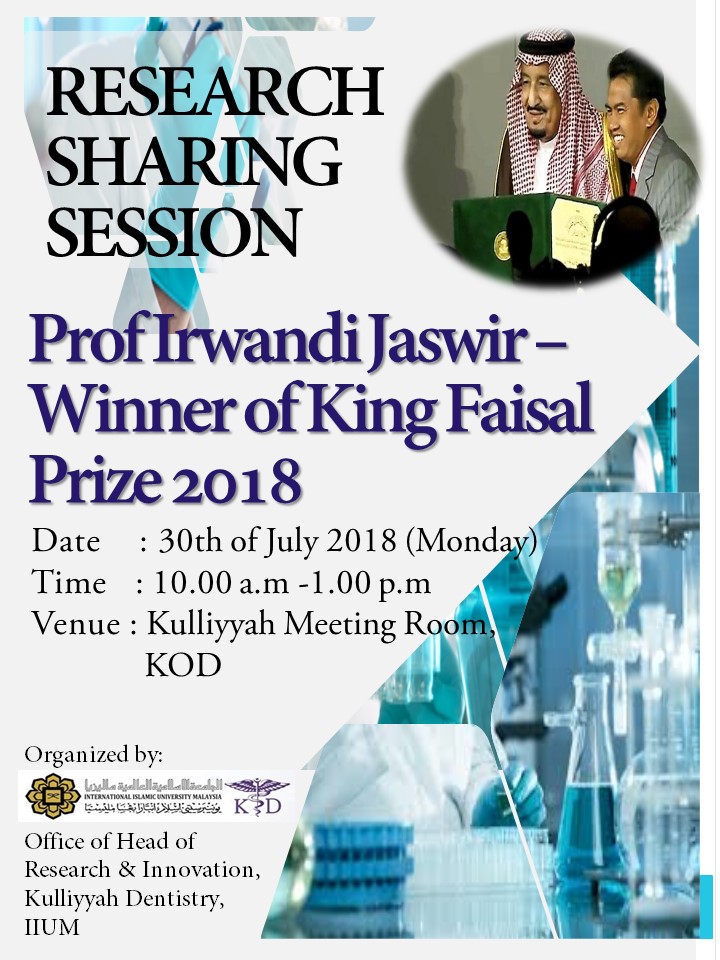 Research Sharing Session with Prof Irwandi Jaswid- Winner of King Faisal International Prize 2018