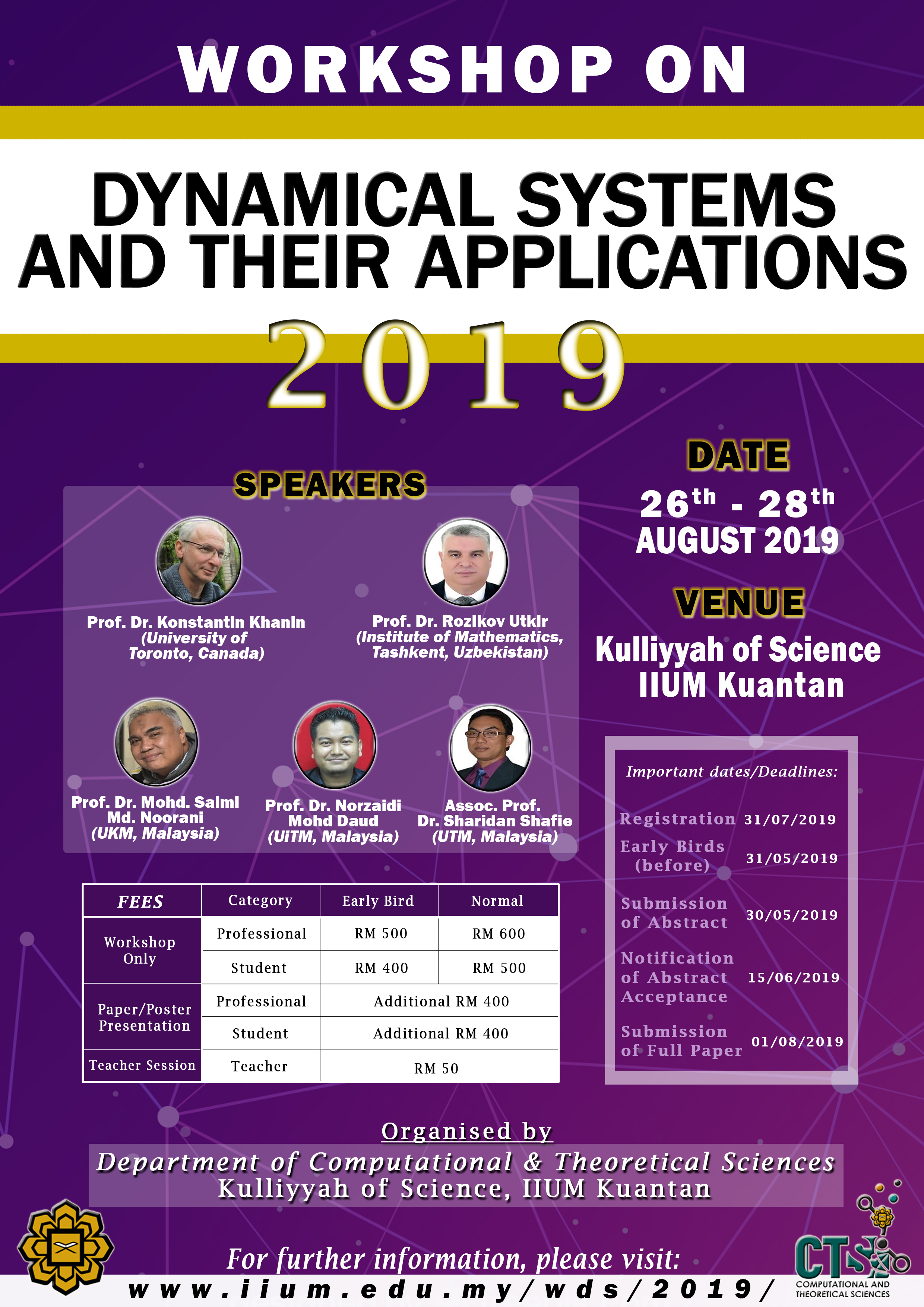 THE WORKSHOP ON DYNAMICAL SYSTEMS AND THEIR APPLICATIONS 2019 (WDS 2019)