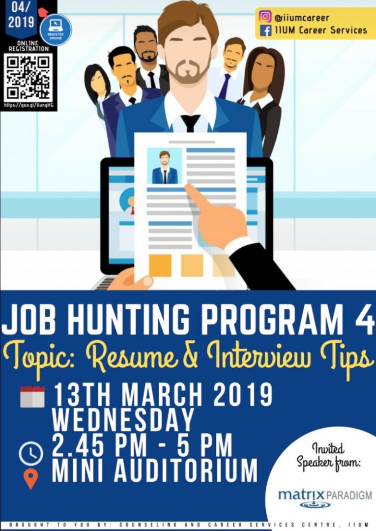 Job Hunting Program 4 : Resume and Interview Tips!