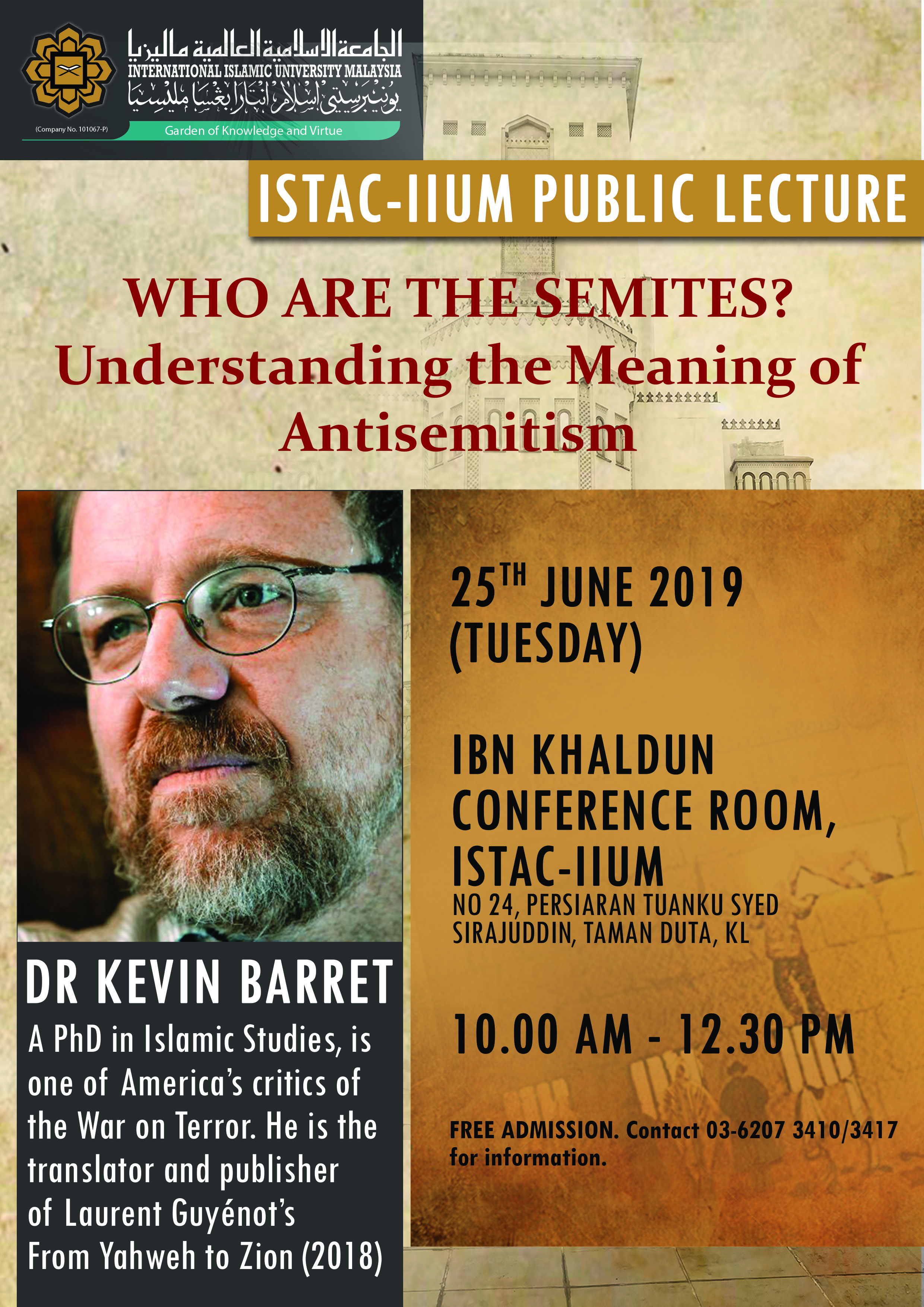 IIUM-ISTAC PUBLIC LECTURE - WHO ARE THE SEMITES?