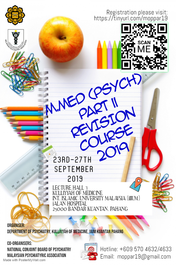 MASTER OF MEDICINE (PSYCHIATRY) PART II REVISION COURSE 2019 (MOPPAR19)
