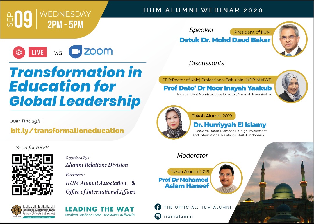 IIUM Alumni Webinar 2020:  Transformation in Education for Global Leadership