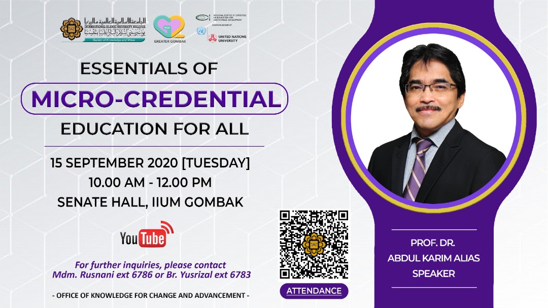 Sharing Session on Micro-credential: USM Experience by Prof. Dr. Abdul Karim Alias, Director CDAE, USM