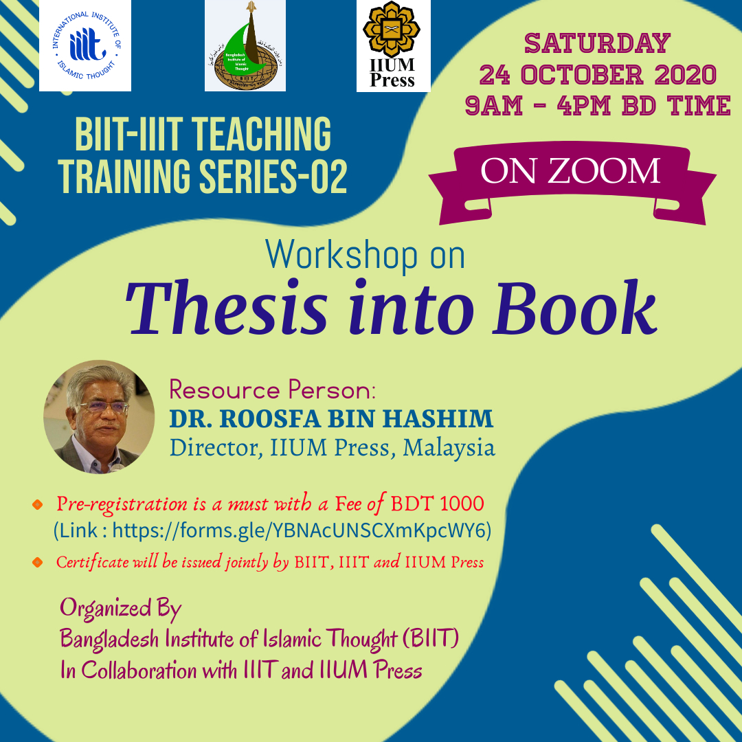 ONLINE WORKSHOP ON THESIS INTO BOOK