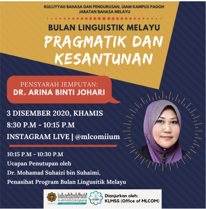 Bulan Linguistik Melayu : Pragmatik dan Kesantunan