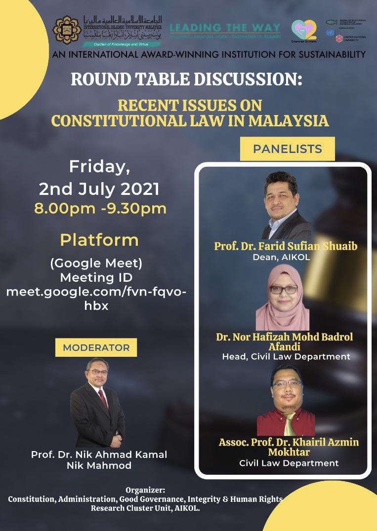 Round Table Discussion: Recent Issues on Constitutional Law in Malaysia