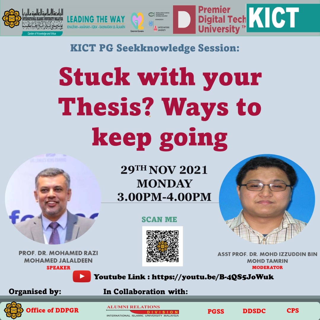 PG Seekknowledge Session on ""Stuck with your Thesis?" Ways to keep going"
