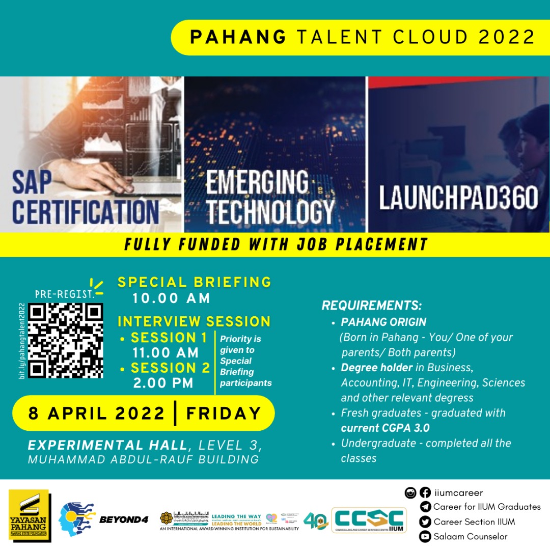 CAREER OPPORTUNITIES FOR PAHANG GRADUATES/STUDENTS 