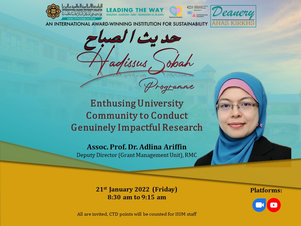Hadissus Sobah Programme:-Enthusing University Community to Conduct Genuinely Impactful Research