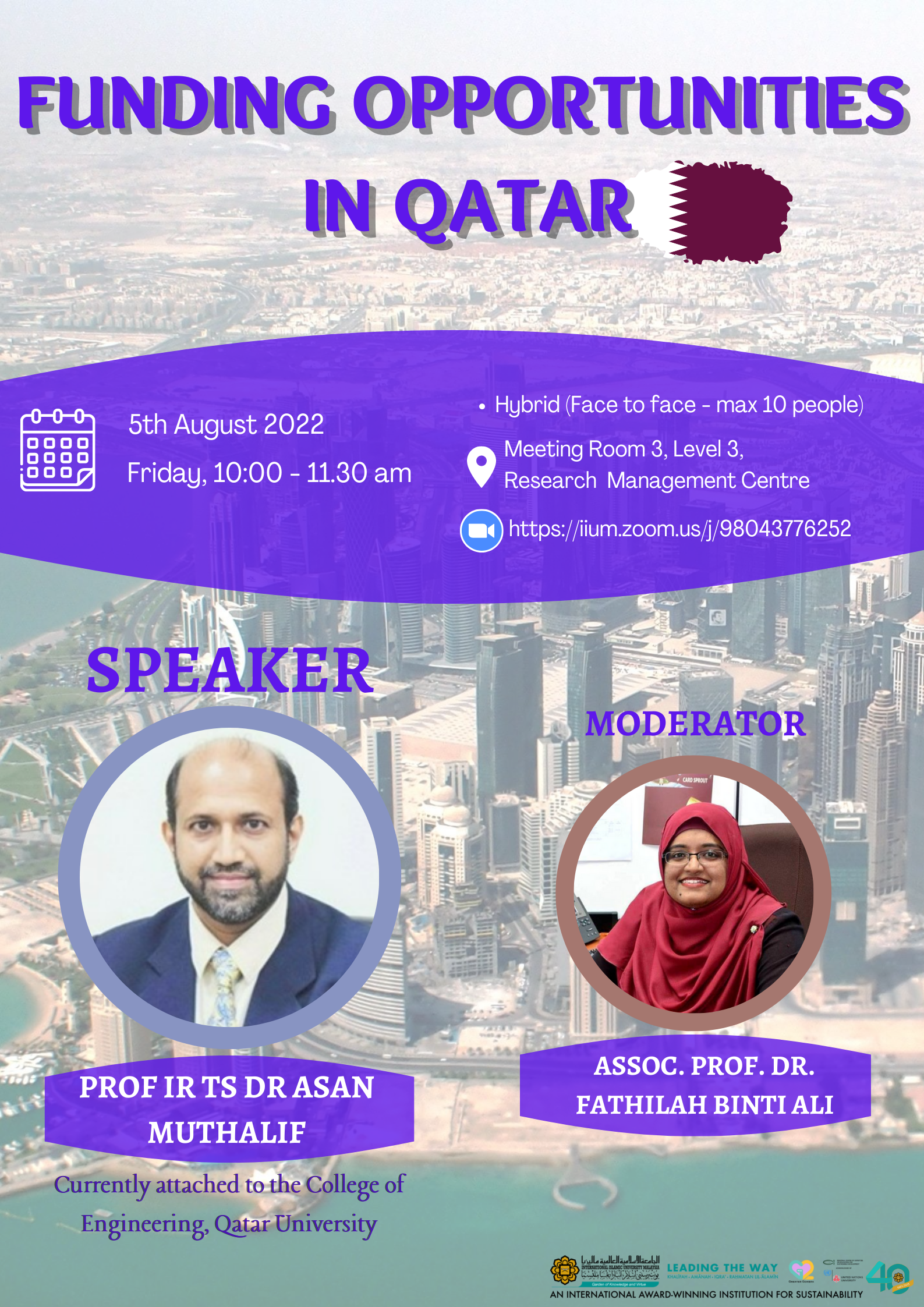 Talk by Assoc. Prof. Ir. Ts. Dr. Asan Muthalif on Funding Opportunities in Qatar