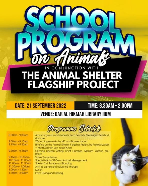 "SCHOOL PROGRAM ON ANIMALS" in conjunction with THE ANIMAL SHELTER FLAGSHIP PROJECT