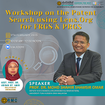 WORKSHOP ON THE PATENT SEARCH USING LENS. ORG 2023 FOR FRGS & PRGS